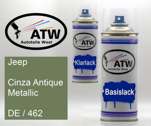 Jeep, Cinza Antique Metallic, DE / 462: 400ml Sprühdose + 400ml Klarlack - Set, von ATW Autoteile West.